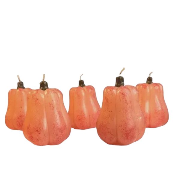 Set of 5 UNBURNED Squash-Shaped Wax Candles - Picture 1 of 4